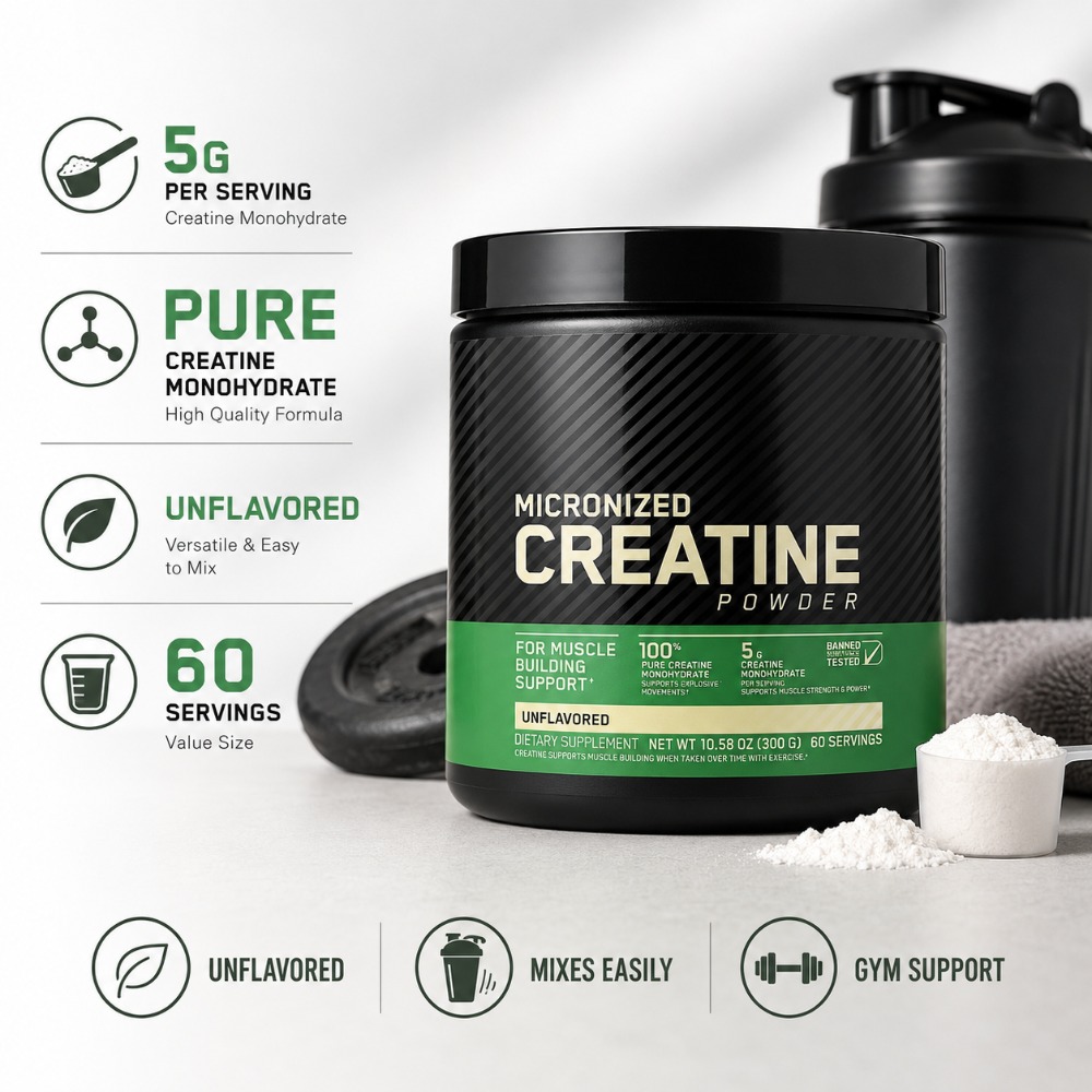 Creatine Monohydrate Powder - ผงครีเอทีนโมโนไฮเดรต 300 กรัม ช่วยเสริมสร้างความแข็งแรง ประสิทธิภาพของกล้ามเนื้อ เครื่องดื่มสำหรับนักกีฬา