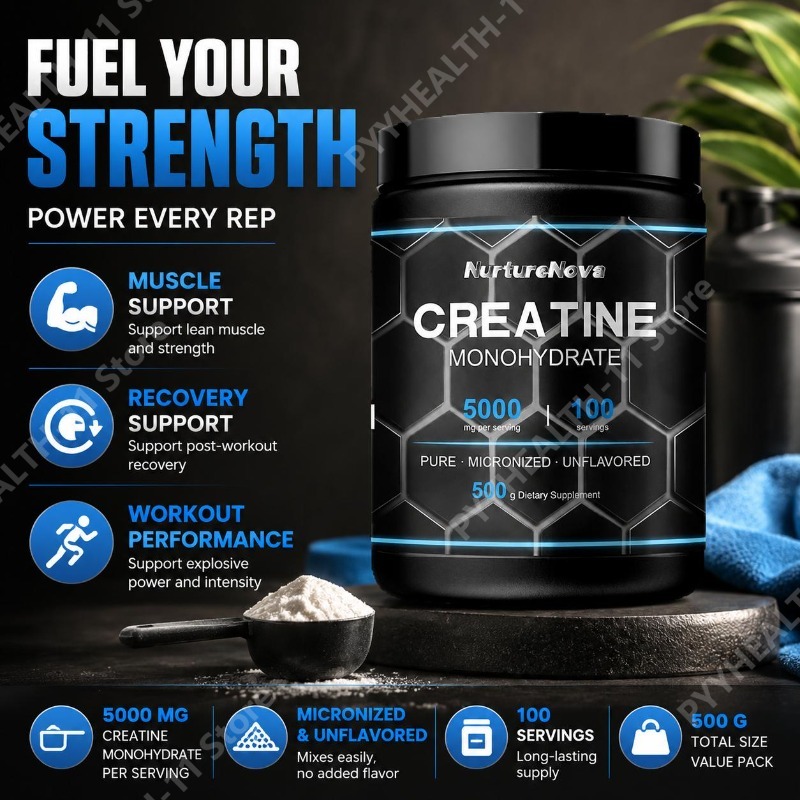 Creatine Monohydrate Powder - ผงครีเอทีนโมโนไฮเดรตสำหรับเสริมสร้างกล้ามเนื้อ ช่วยเพิ่มประสิทธิภาพการออกกำลังกาย และฟื้นฟูร่างกาย 500 กรัม