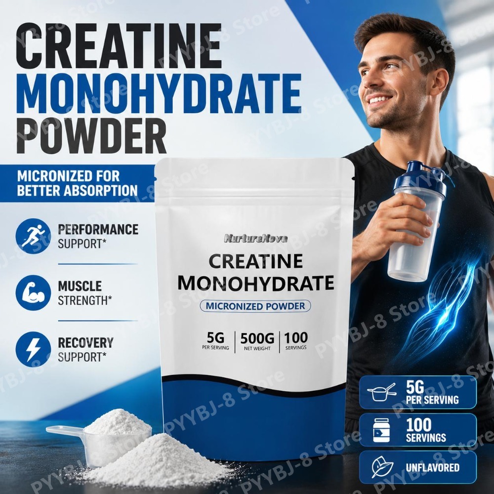 Creatine Monohydrate Powder - NutureNova ผงครีเอทีนโมโนไฮเดรตแบบไมโครไนซ์ สำหรับการฝึกความแข็งแรงในยิมและฟิตเนส 100 ครั้ง น้ำหนักสุทธิ