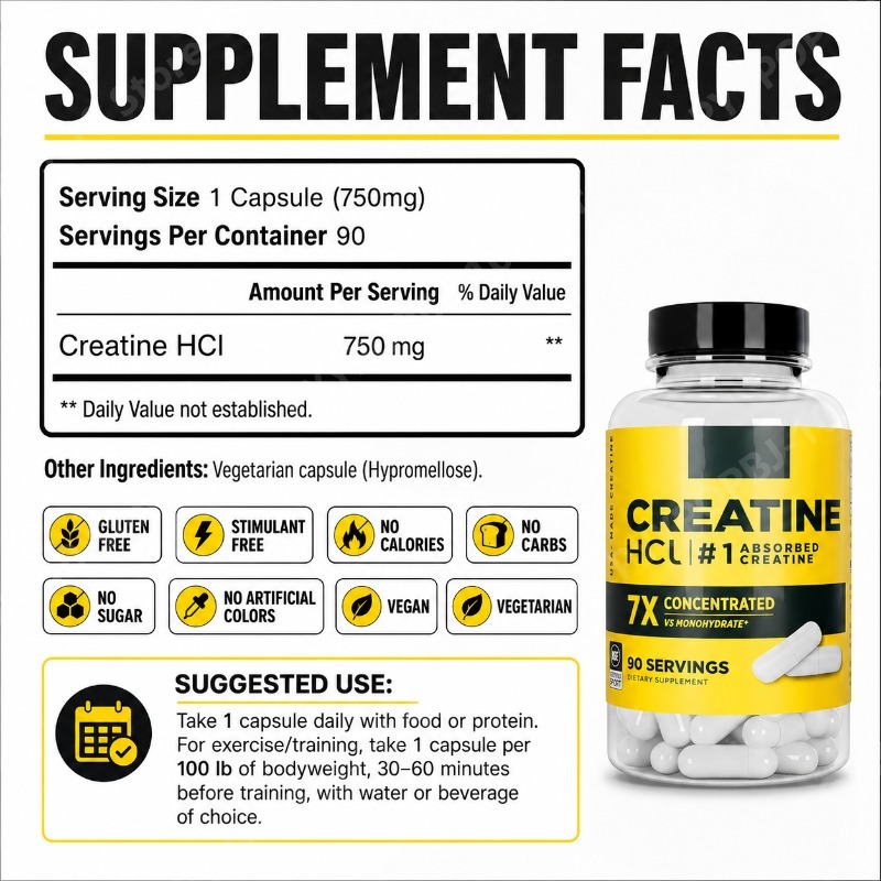 ครีเอทีน เอชซีแอล 750 มก. 90 แ - Creatine Hcl Capsule บทวิจารณ์และราคา
