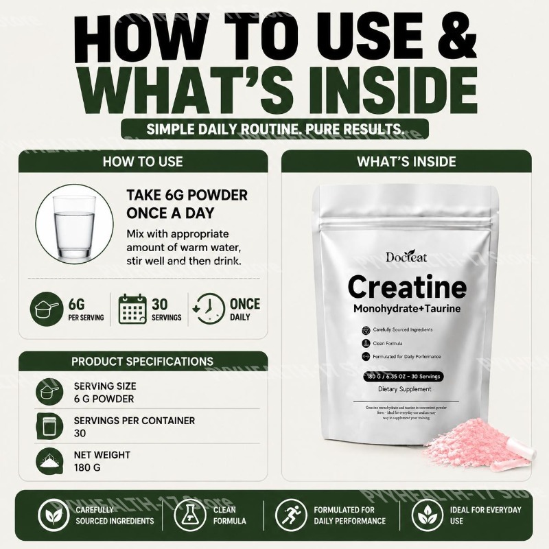 ด็อกทีท ครีเอทีน โมโนไฮเดรต+ทอ - Creatine Monohydrate Powder บทวิจารณ์และราคา