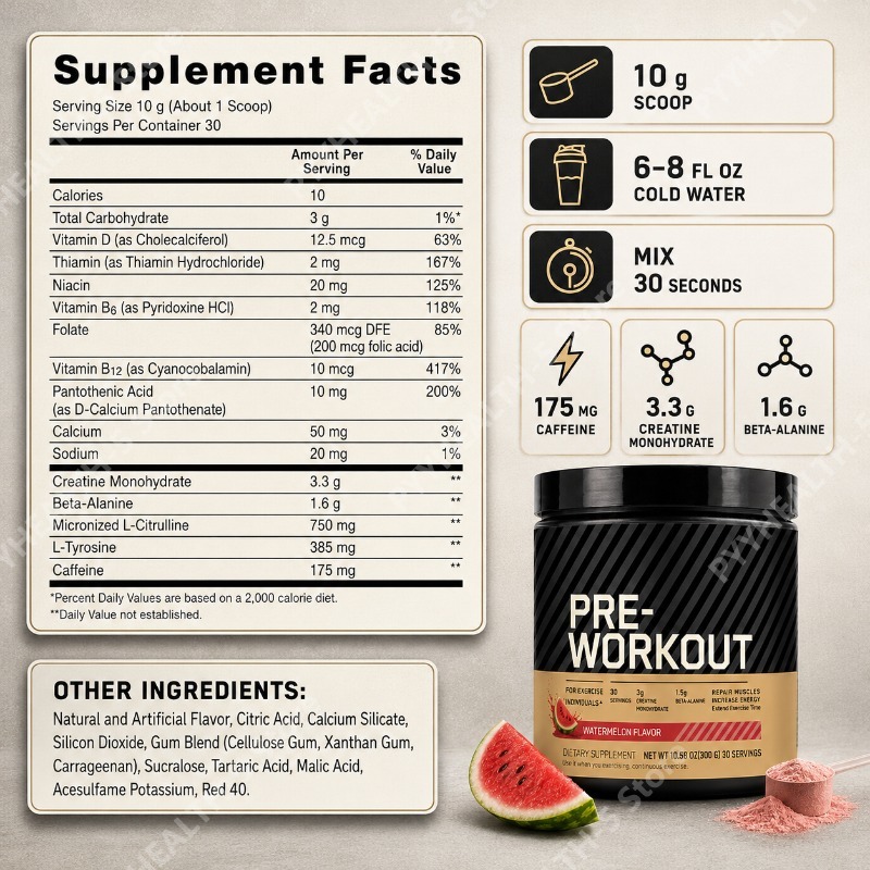 ผงพรีเวิร์คเอาท์ผสมครีเอทีน เบ - Creatine Monohydrate Powder บทวิจารณ์และราคา